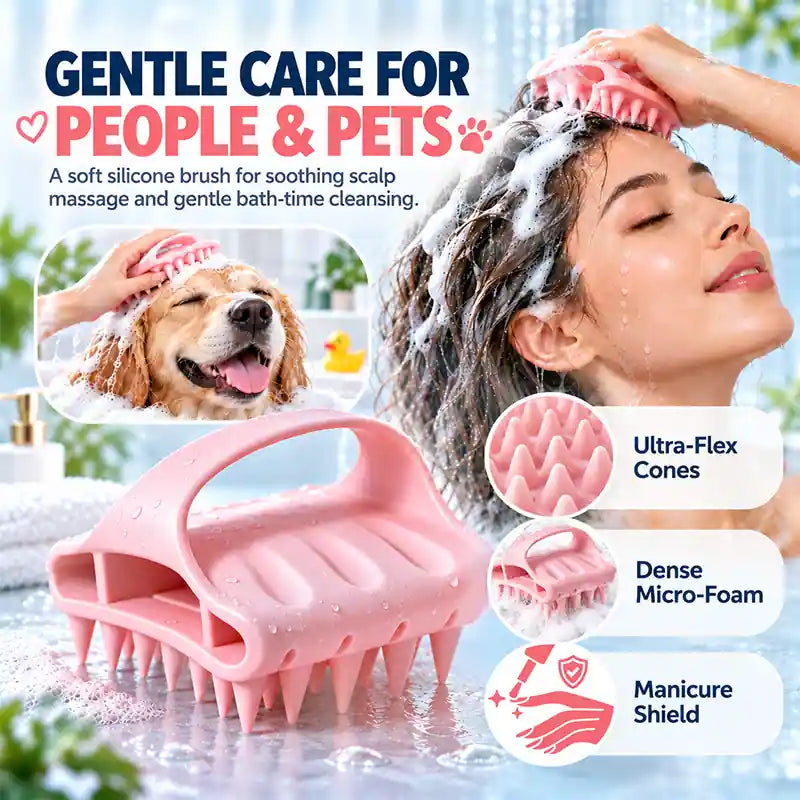 Soft Silicone Scalp Massager & Shampoo Exfoliator Brush