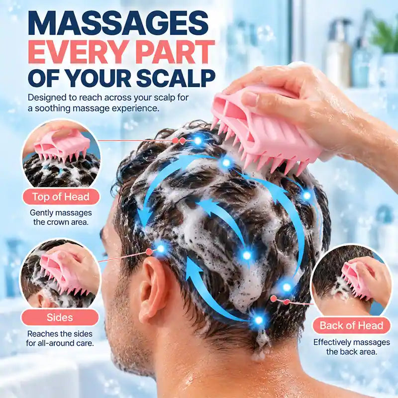 Soft Silicone Scalp Massager & Shampoo Exfoliator Brush