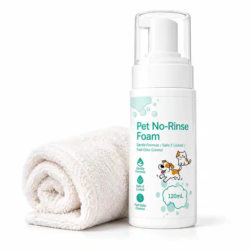 No-Rinse Pet Cleaning Mousse for Cats & Dogs | With Free Microfiber Towel