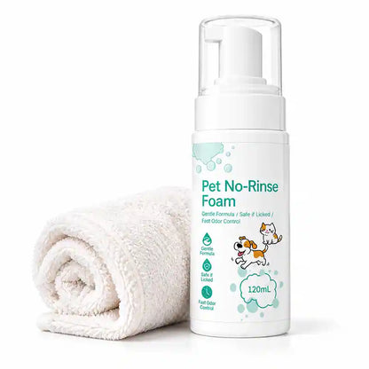 No-Rinse Pet Cleaning Mousse for Cats & Dogs | With Free Microfiber Towel
