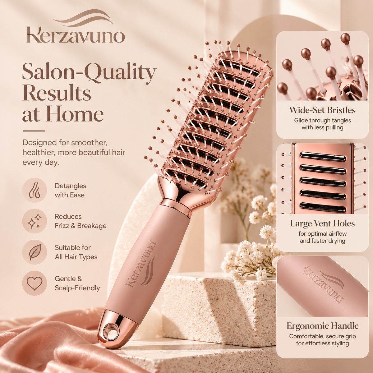 Kerzavuno® AirFlow Pro Vent Hair Brush