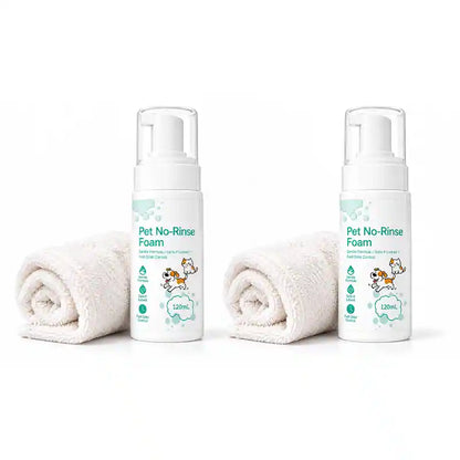 No-Rinse Pet Cleaning Mousse for Cats & Dogs | With Free Microfiber Towel