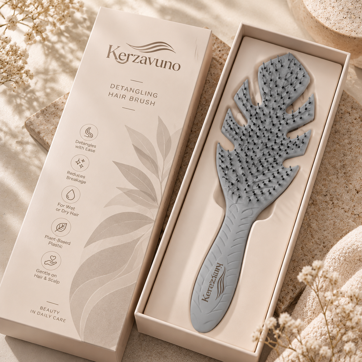 Kerzavuno® PureFlow Gentle Detangling Brush