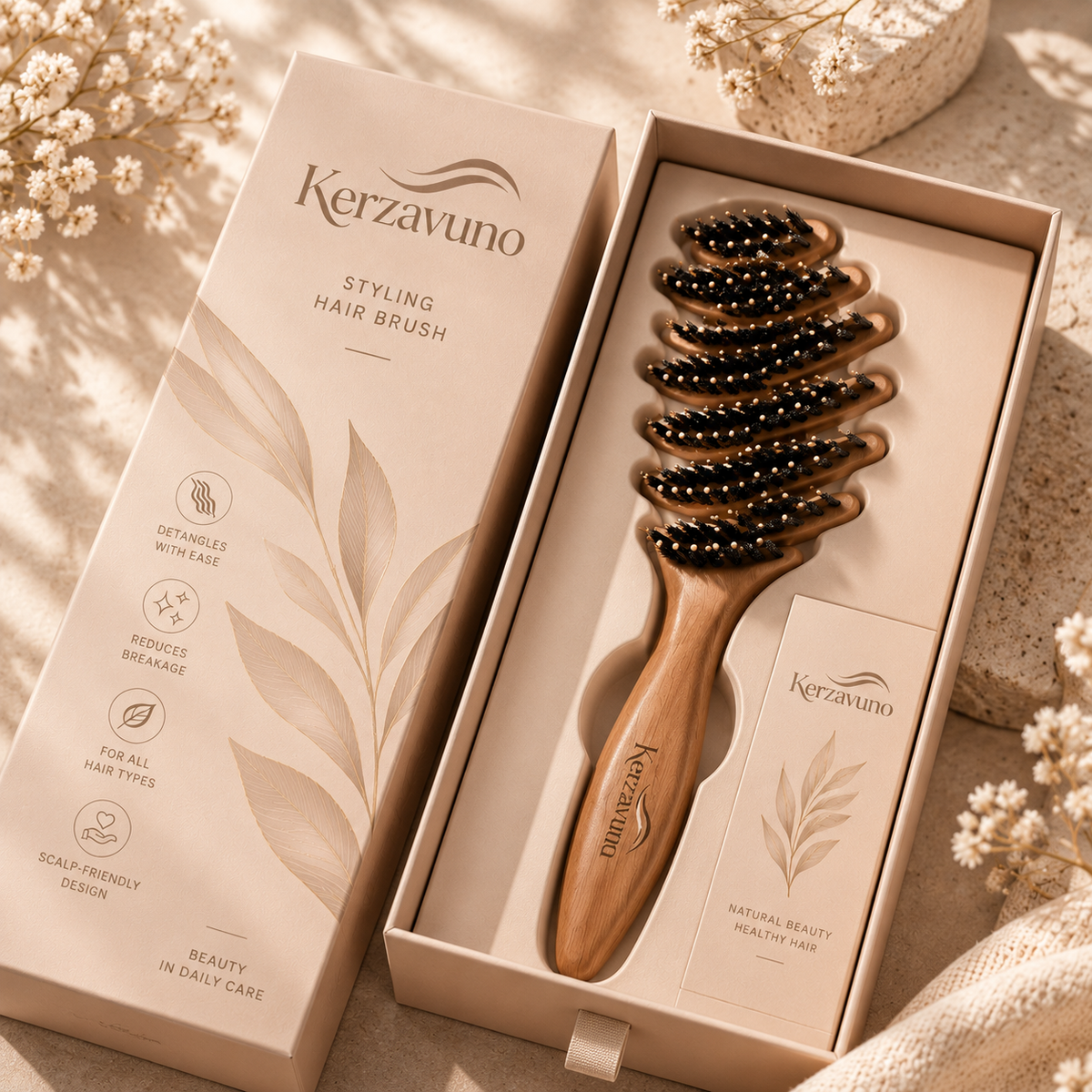 Kerzavuno® SilkBalance Hybrid Hair Brush