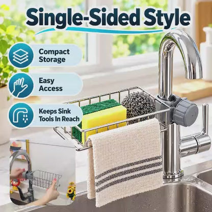 Free Shipping Today Only🔥Never-Slimy Faucet Drain Caddy: 10-Second Clamp-On Sponge & Washcloth Organizer
