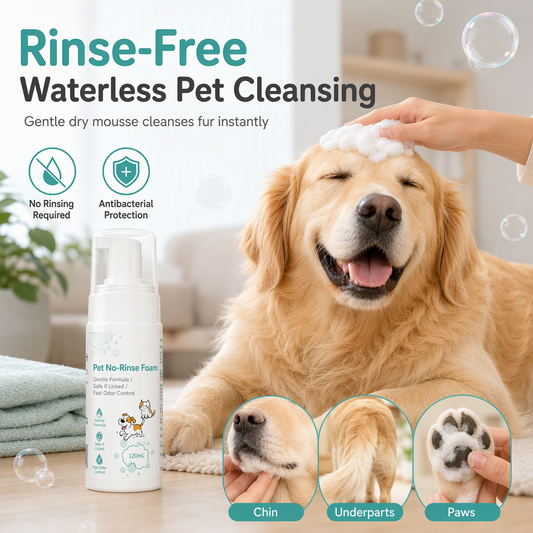 No-Rinse Pet Cleansing Mousse 120ml with Free Microfiber Towel