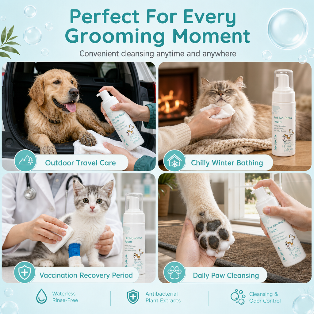 Visible Pet Cleansing Results with Waterless No-Rinse Foam
