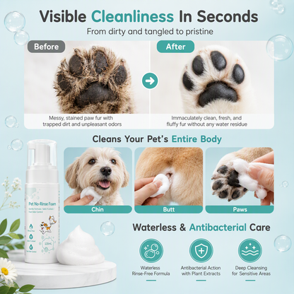 Waterless Botanical Pet Cleaning Mousse for Paws Chin and Underparts